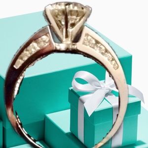 Spectacular Perfect Diamond Simulant Ring 14KT White Gold